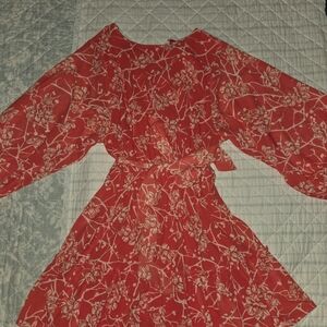 Flying Tomato Red Floral Casual Dress
